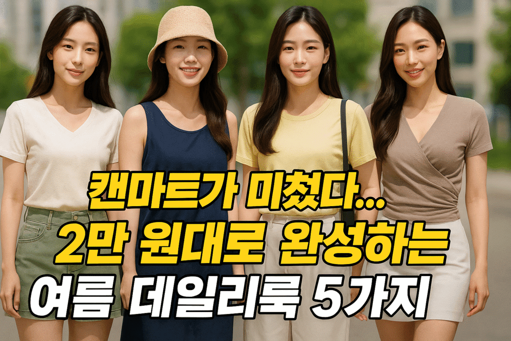 캔마트가 미쳤다… 2만 원대로 완성하는 여름 데일리룩 5가지 캔마트가 미쳤다… 2만 원대로 완성하는 여름 데일리룩 5가지