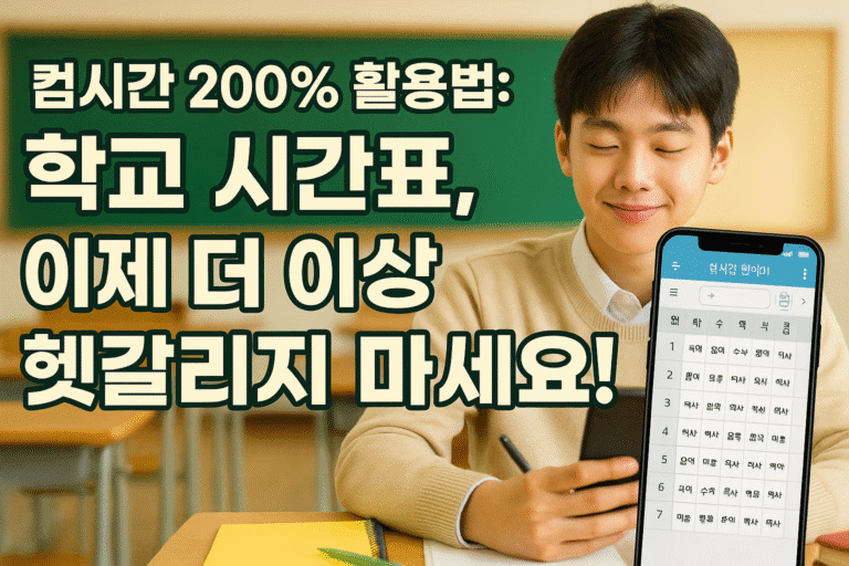 컴시간 200% 활용법: 학교 시간표, 이제 더 이상 헷갈리지 마세요!