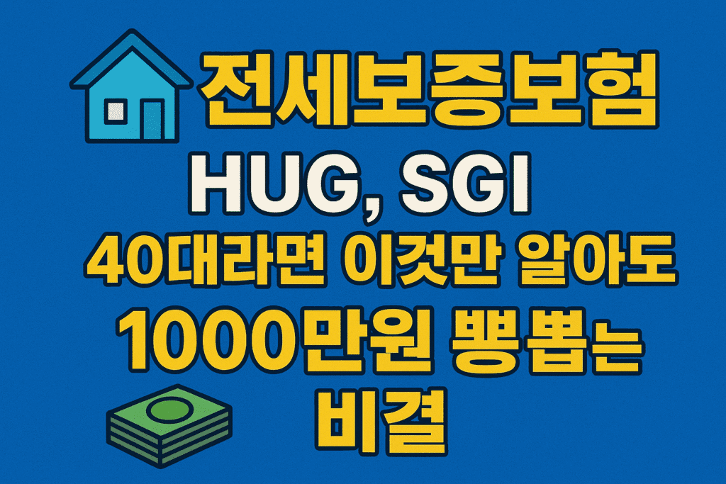 전세보증보험 HUG, SGI 40대라면 이것만 알아도 1000만원 뽕 뽑는 비결 전세보증보험 HUG, SGI 40대라면 이것만 알아도 1000만원 뽕 뽑는 비결