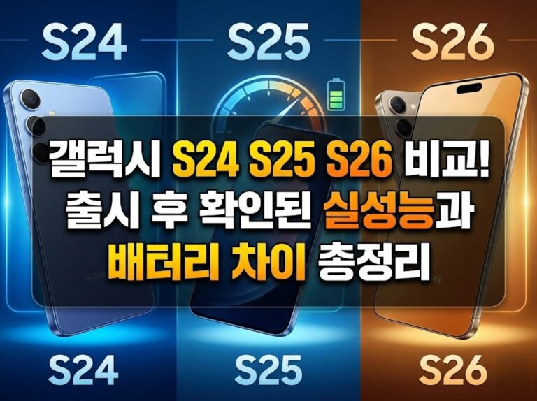 갤럭시 S24 S25 S26 비교! 출시 후 확인된 실성능과 배터리 차이 총정리