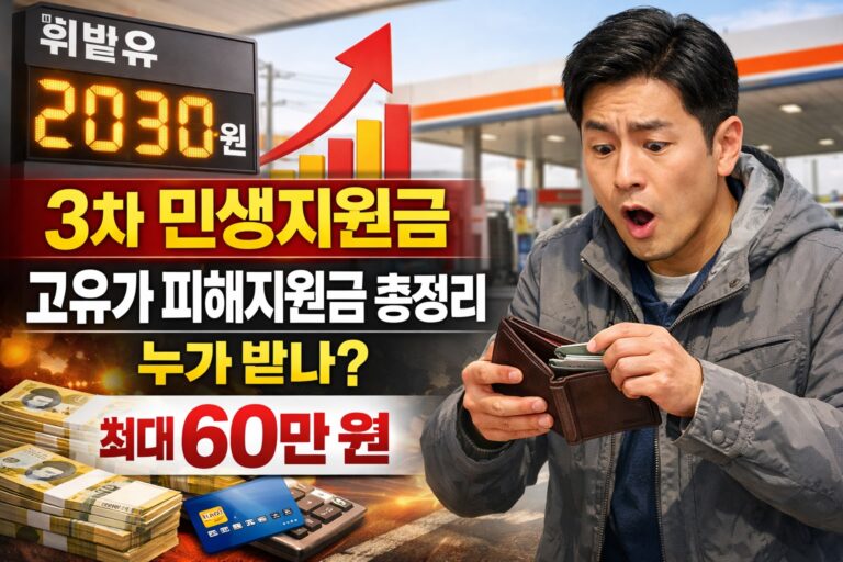 3차 민생지원금, 고유가 피해지원금 총정리: 누가 받나? 최대 60만 원 지급 조건