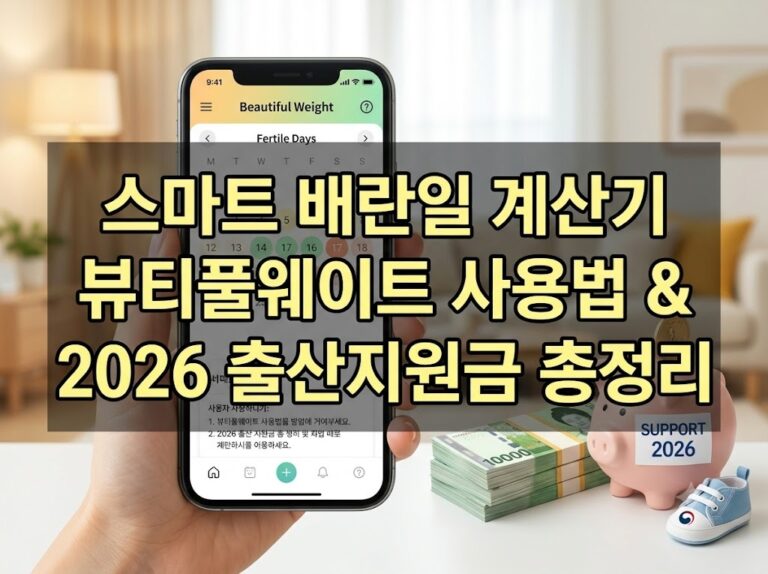 우수한 정보 1 스마트 배란일 계산기 뷰티풀웨이트 사용법 & 2026 출산지원금 총정리